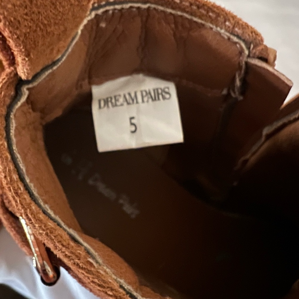 Girls Dream Pairs Brown Ankle Booties Shoes Faux Suede Big Kids Size 5 - Picture 6 of 6